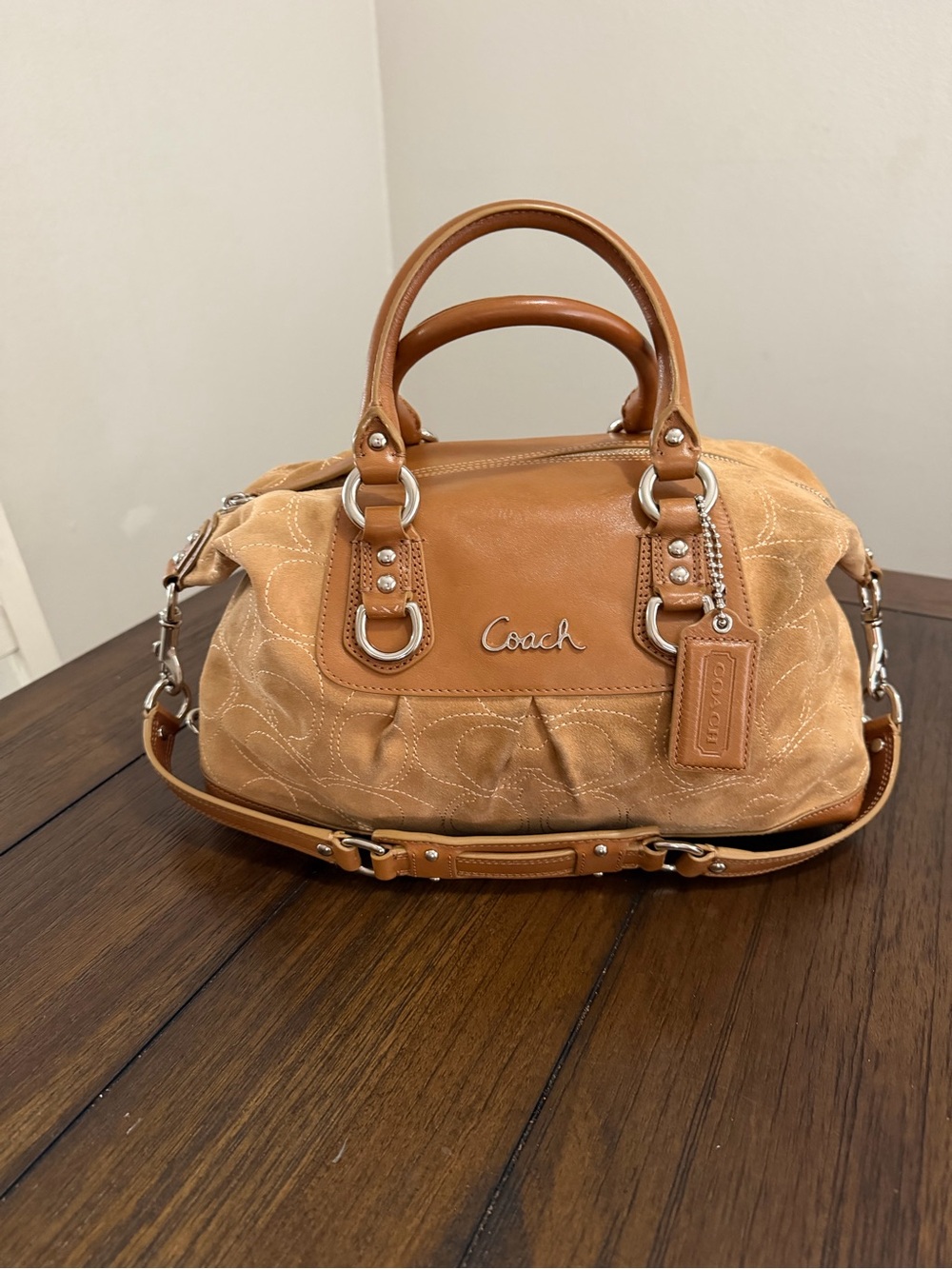 Coach Ashley Suede Signature Satchel